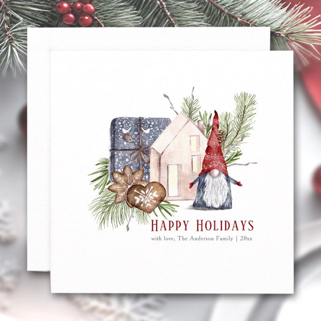 Hygge Christmas Niedlich Gnome Nordic Holiday Card (Hygge Christmas Cute Gnome Nordic Holiday Card)