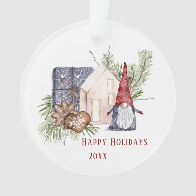 Hygge Christmas Niedlich Gnome Nordic Holidays Nam Ornament (Vorderseite)