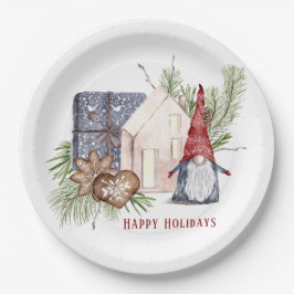 Hygge Christmas Niedlich Gnome Nordic Holidays Nam Pappteller
