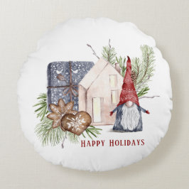 Hygge Christmas Niedlich Gnome Nordic Holidays Rundes Kissen