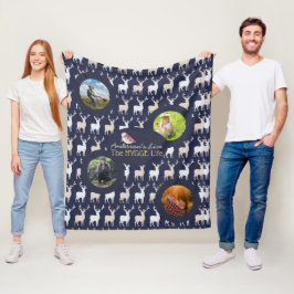 HYGGE Life Cosy Stag Foto Blanket Navy Blue Fleecedecke