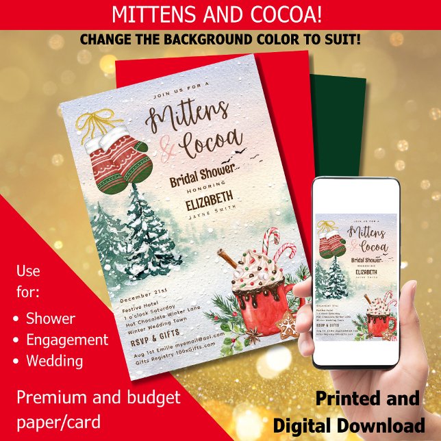 Hygge Mittens und Cocoa Winter Brautparty Einladung (Von Creator hochgeladen)
