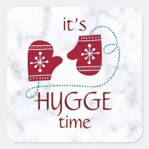 Hygge Time Nordic Rote Handschuhe Vintage Quadratischer Aufkleber