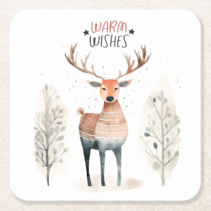 Hygge Weihnachtshirsch Rechteckiger Pappuntersetzer
