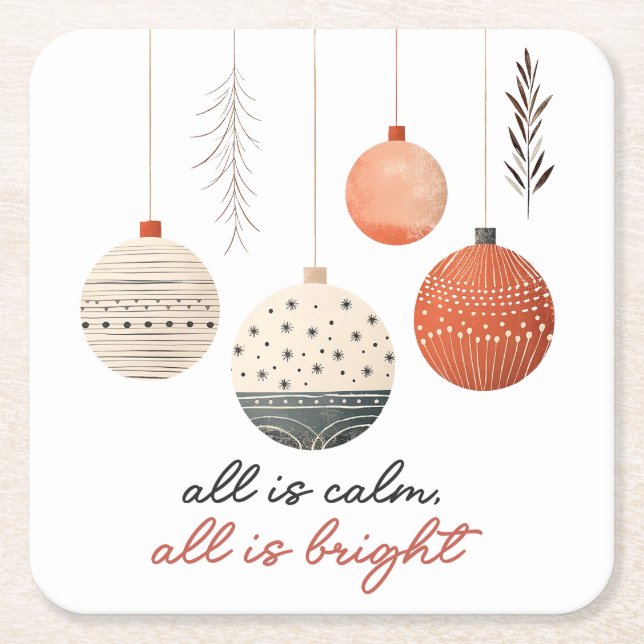 Hygge-Weihnachtskugeln Rechteckiger Pappuntersetzer (Vorderseite)