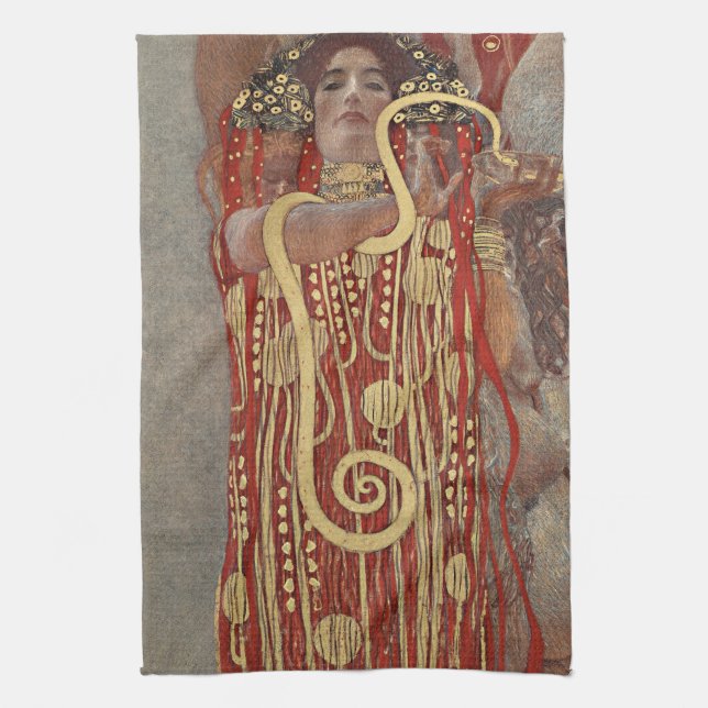 Hygieia von Gustav Klimt, Vintager Jugendstil Geschirrtuch (Vertikal)