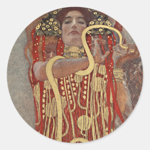 Hygieia von Gustav Klimt, Vintager Jugendstil Runder Aufkleber