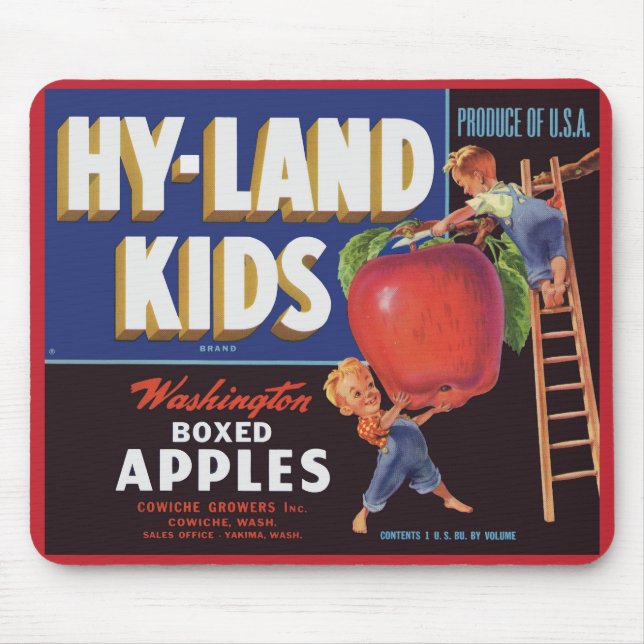 Hyland Kids Washington Apples-Label aus den 1950er Mousepad (Vorne)