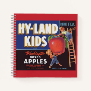 Hyland Kids Washington Apples-Label aus den 1950er Notizbuch