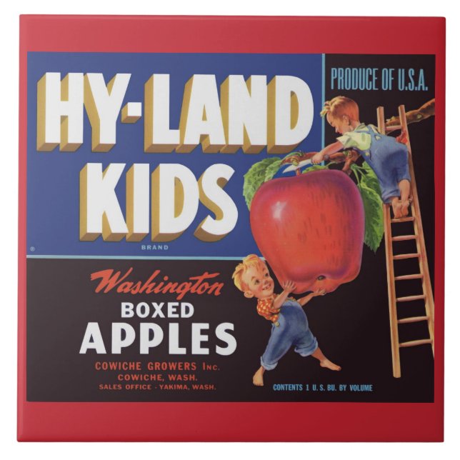 Hyland Kids Washington Apples-Label der 1950er Jah Fliese (Vorderseite)