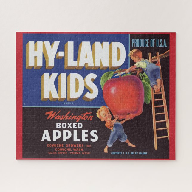 Hyland Kids Washington Apples-Label der 1950er Jah Puzzle (Horizontal)