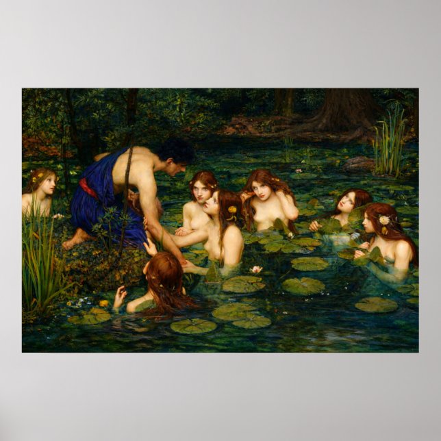 Hylas and the Nymphs by John William Waterhouse Poster (Vorne)