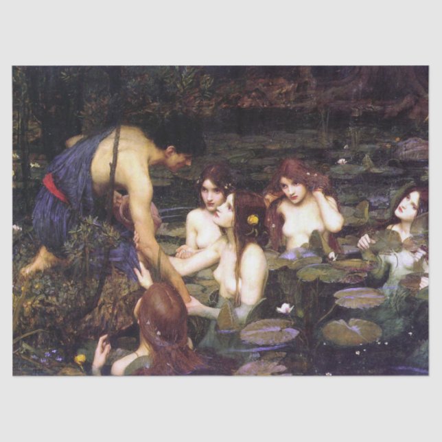 Hylas und die Nymphen von J W Waterhouse Decoupage Seidenpapier (Vorderseite)