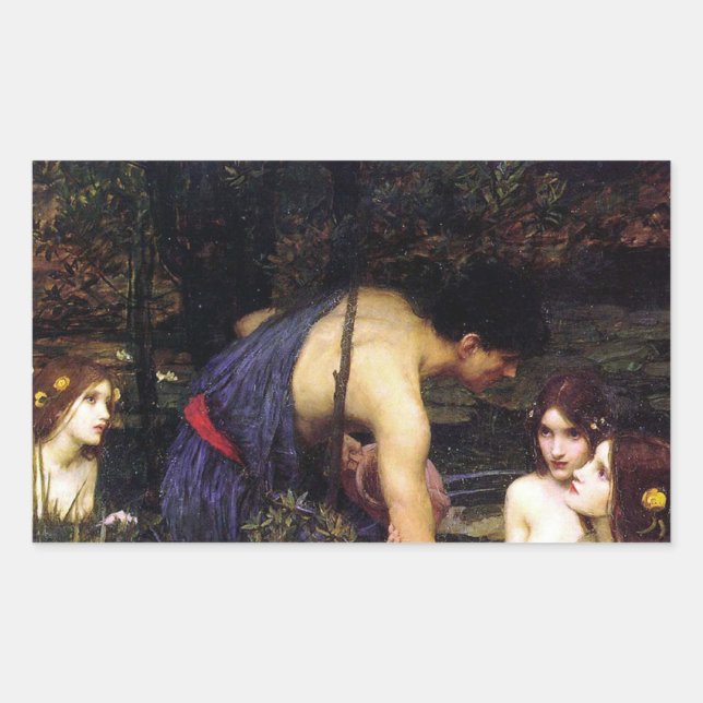 Hylas und Nymphs Wasserhaussticker Rechteckiger Aufkleber (Vorderseite)