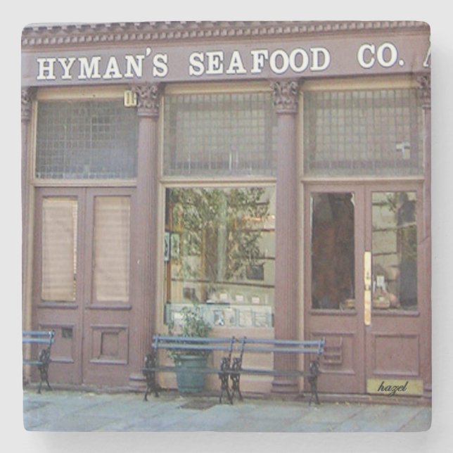 Hyman's Restaurant Charleston, SC. Marmor-Unterset Steinuntersetzer (Vorderseite)