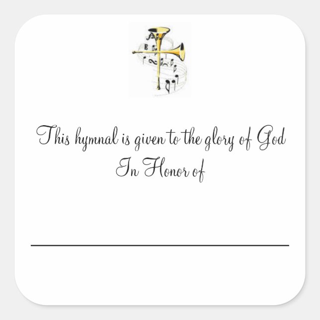 Hymnale Teller zu Ehren der Quadratischer Aufkleber (Vorderseite)