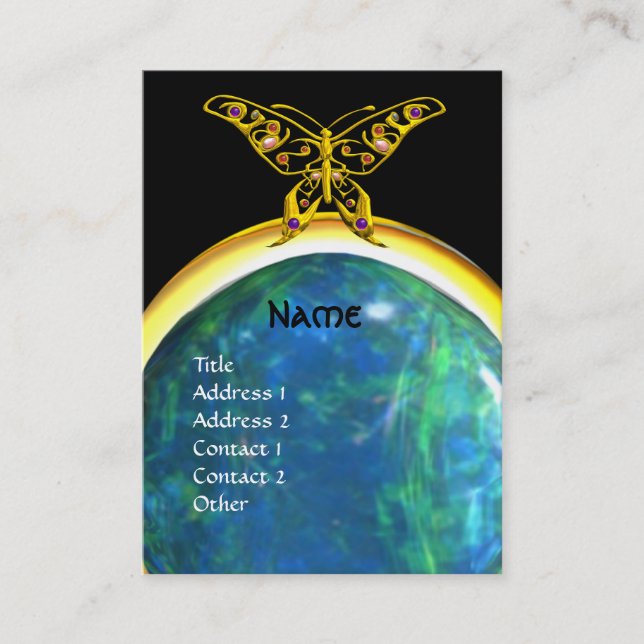 HYPER BUTTERFLY MONOGRAM opellgelb, blau Visitenkarte (Vorderseite)