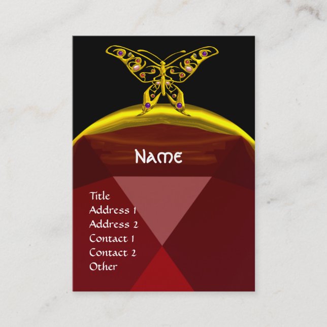 HYPER BUTTERFLY RUBY MONOGRAM schwarz-gelb Visitenkarte (Vorderseite)