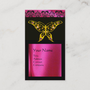 HYPER BUTTERFLY SCHWARZE PINK FUCHSIA SILK DAMASK VISITENKARTE