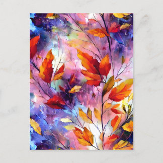 Hyper Detasy Fantasy Whimsical Brushstrokes Leav Postkarte