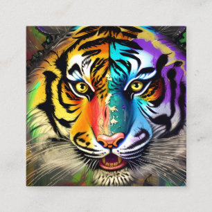 Hyper Detection Tiger Grungy Distressed Rainbow Br Quadratische Visitenkarte