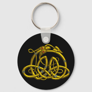 HYPER DRAGON Gold Celtic knots In Black Schlüsselanhänger