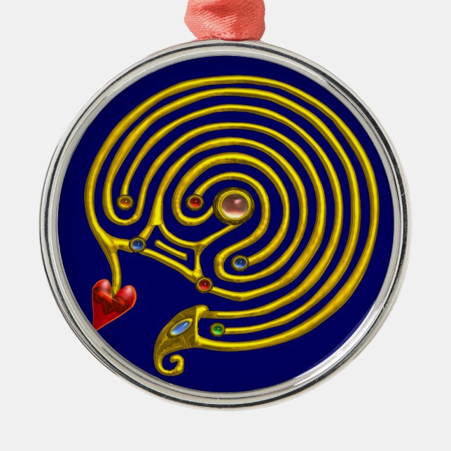 HYPER LABYRINTH blau Silbernes Ornament (Vorne)