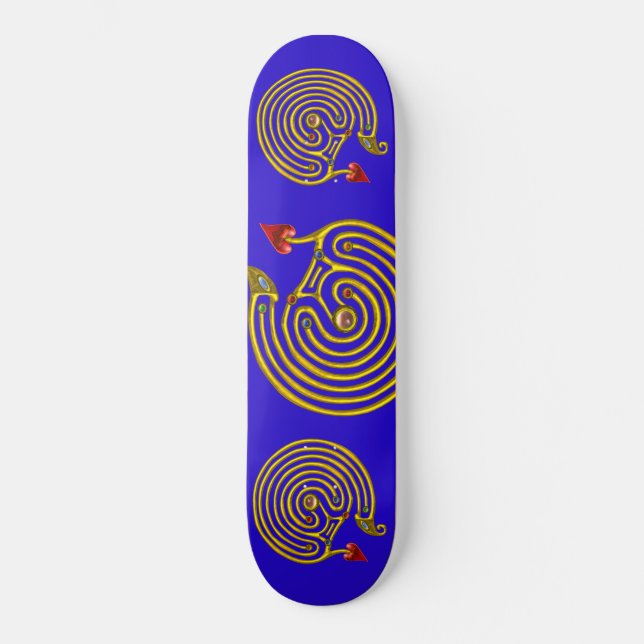 HYPER LABYRINTH, blau Skateboard (Vorderseite)