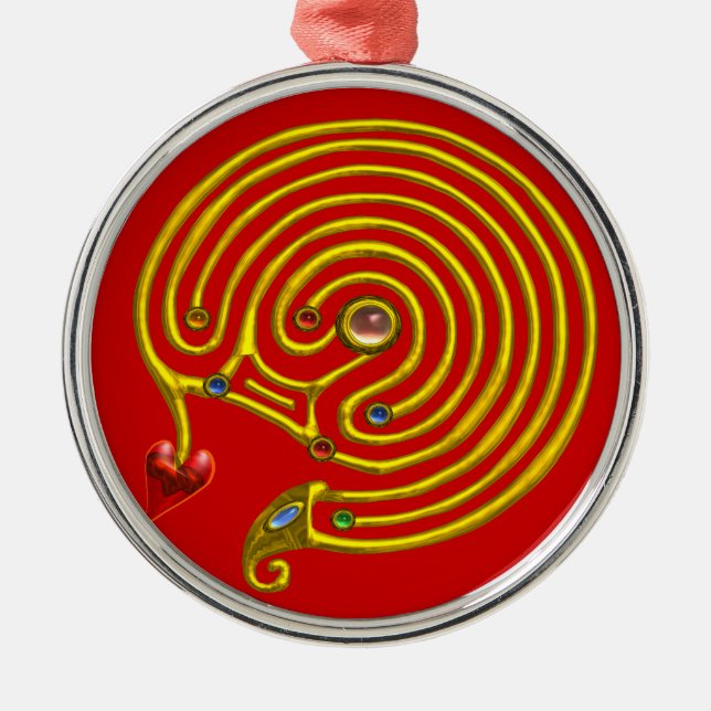 HYPER LABYRINTH rot Silbernes Ornament (Vorne)