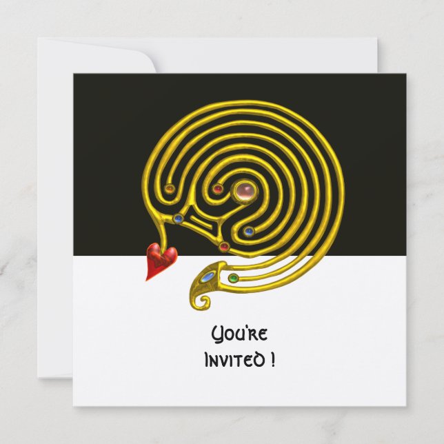 HYPER LABYRINTH schwarz-weiß, rot, gold-metallisch Einladung (Vorderseite)