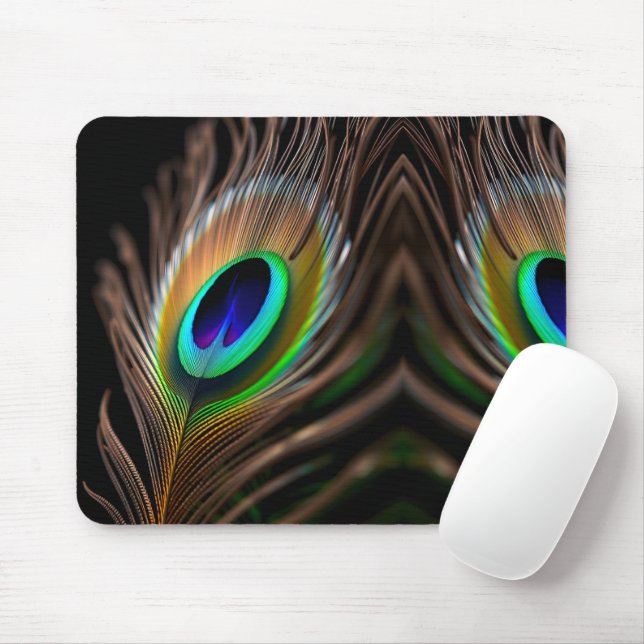 Hyper-lebendige Macro des Peacock Feather Eye Mousepad (Mit Mouse)