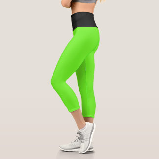 Hyper Lime Black High Waisted Yoga Capris