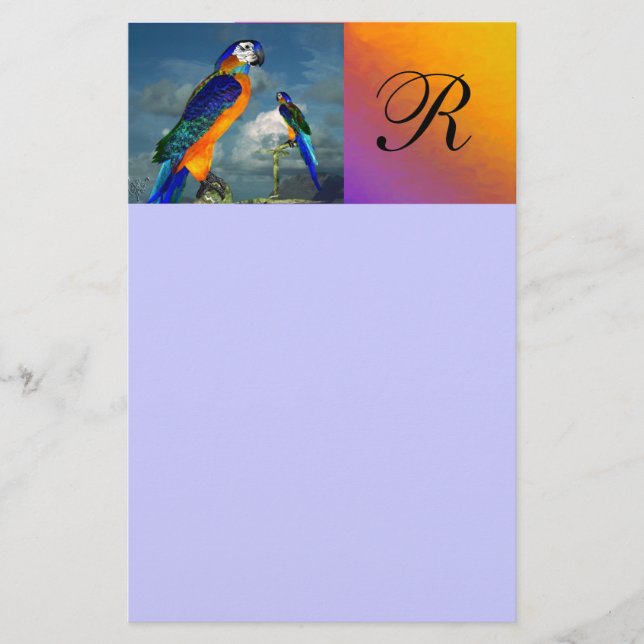 HYPER PARROS / BLUE ARA MONOGRAM BRIEFPAPIER (Vorderseite)