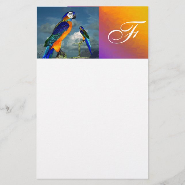 HYPER PARROS / BLUE ARA MONOGRAM BRIEFPAPIER (Vorderseite)