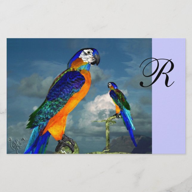 HYPER PARROS / BLUE ARA MONOGRAM BRIEFPAPIER (Vorderseite)