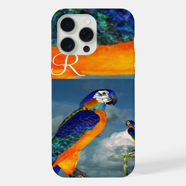 HYPER PARROS /BLUE ARA MONOGRAM iPhone HÜLLE (Rückseite)