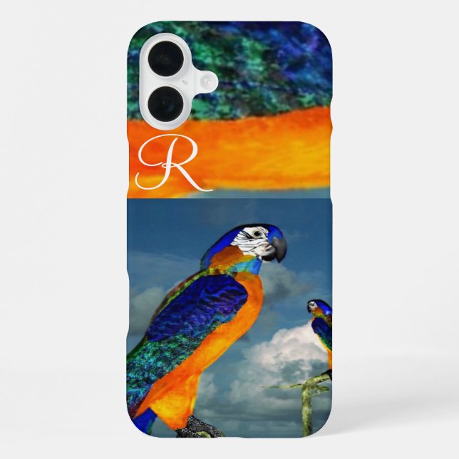 HYPER PARROS /BLUE ARA MONOGRAM iPhone HÜLLE (Rückseite)