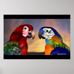 HYPER PARROS / ROTE UND BLAUE ARA POSTER
