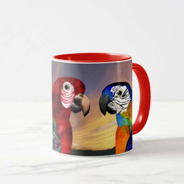 HYPER PARROS / ROTE UND BLAUE ARA TASSE (VorderseiteRechts)