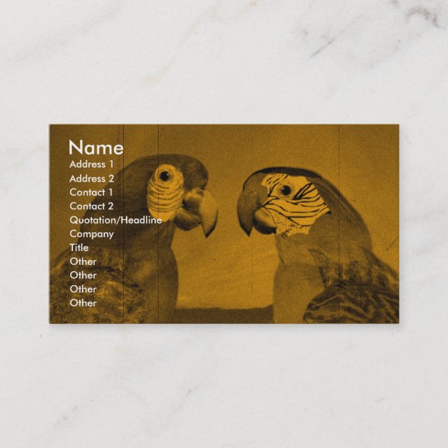 HYPER PARROS / ROTE UND BLAUE ARA VISITENKARTE (Vorderseite)