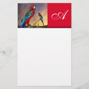 HYPER PARROS / ROTES ARA-MONOGRAMM, weiß Briefpapier