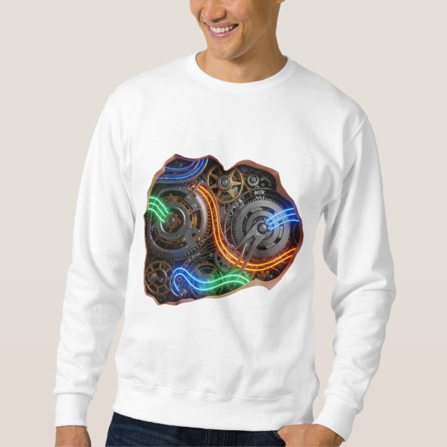 Hyper-Realistic Cybernetic 3D Mechanical Sweatshirt (Vorderseite)