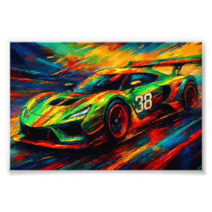 hyper-stilisiertes Rennwagen Fotodruck