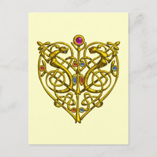 Hyper Valentine / Gold Celtic Heart Feiertagspostkarte
