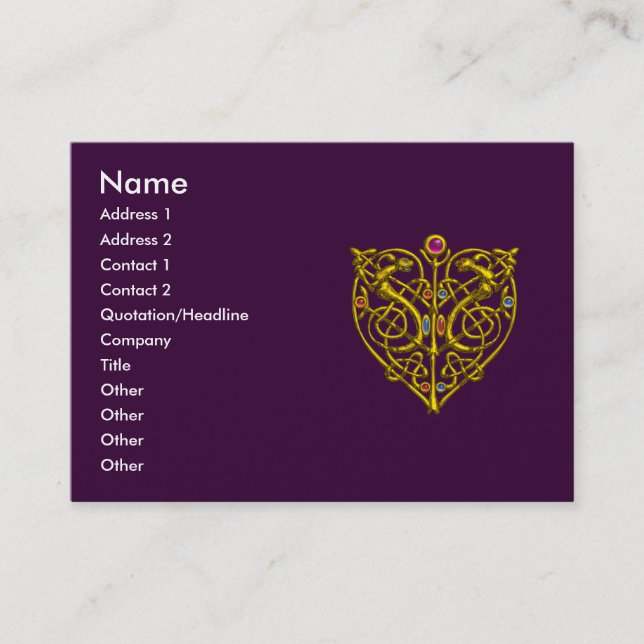 HYPER VALENTINE, Goldenes Herz, lila Visitenkarte (Vorderseite)