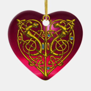 HYPER VALENTINE HEART Red Ruby and Green Emerald Keramikornament