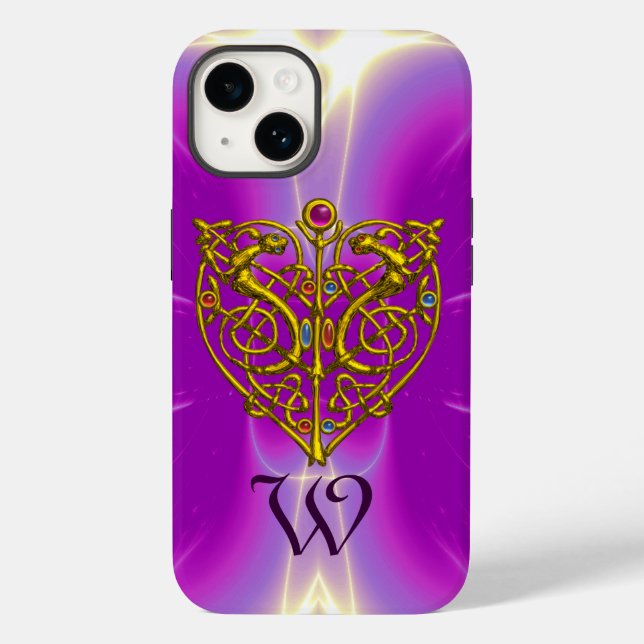 HYPER VALENTINE MONOGRAMM Pink Fuchsia Lila Case-Mate iPhone Hülle (Rückseite)
