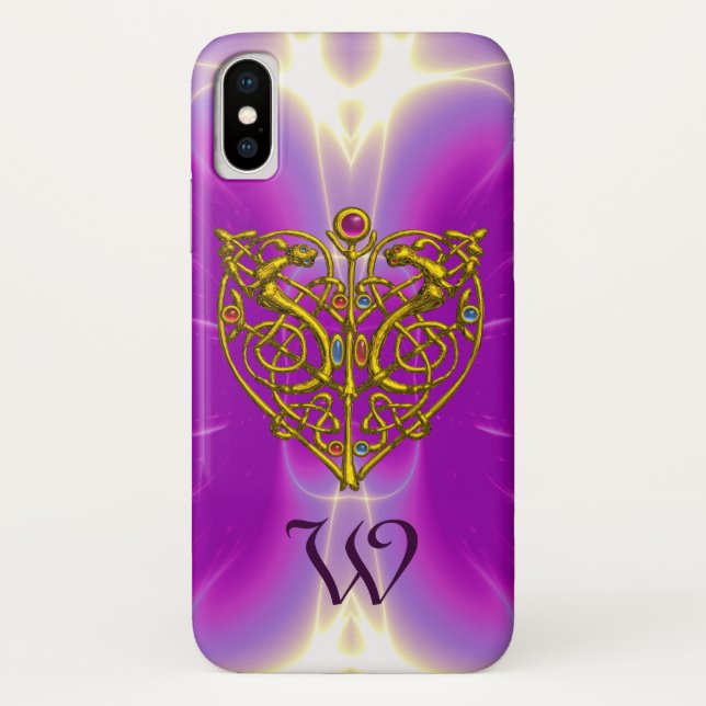 HYPER VALENTINE MONOGRAMM Pink Fuchsia Lila Case-Mate iPhone Hülle (Rückseite)