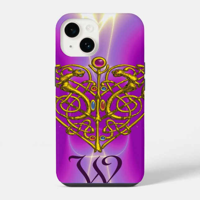HYPER VALENTINE MONOGRAMM Pink Fuchsia Lila iPhone Hülle (Rückseite)