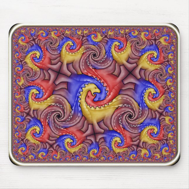 Hyperbolischer DinosaurierTessellation Mousepad (Vorne)